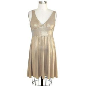 Gold Lamé stretchy flare dress